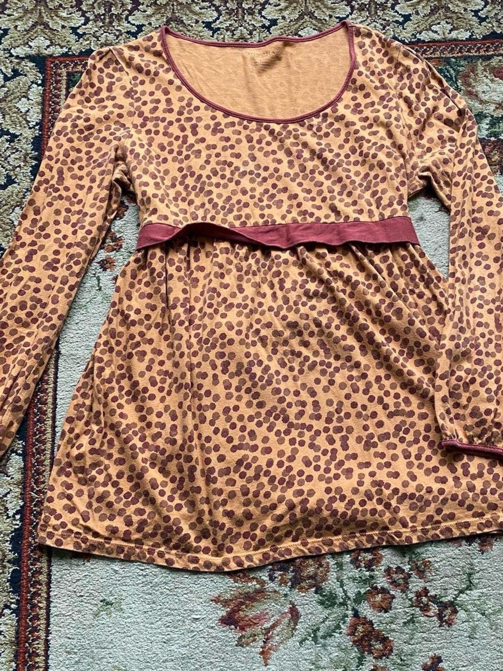 Sonoma orange & maroon polka dot tunic